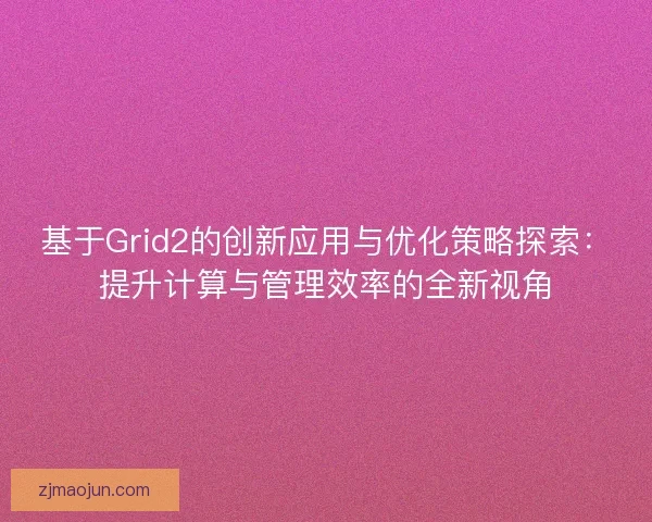 基于Grid2的创新应用与优化策略探索：提升计算与管理效率的全新视角
