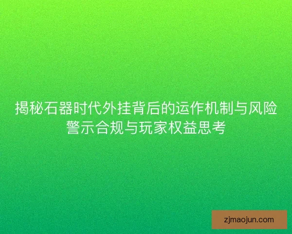 揭秘石器时代外挂背后的运作机制与风险警示合规与玩家权益思考