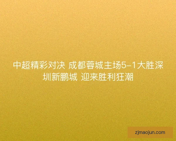 中超精彩对决 成都蓉城主场5-1大胜深圳新鹏城 迎来胜利狂潮