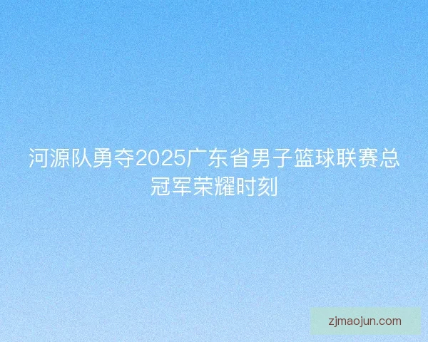 河源队勇夺2025广东省男子篮球联赛总冠军荣耀时刻 河源队勇夺2025广东省男子篮球联赛总冠军荣耀时刻