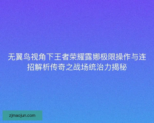 无翼鸟视角下王者荣耀露娜极限操作与连招解析传奇之战场统治力揭秘 无翼鸟视角下王者荣耀露娜极限操作与连招解析传奇之战场统治力揭秘