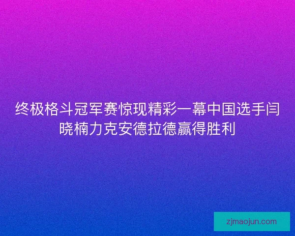 终极格斗冠军赛惊现精彩一幕中国选手闫晓楠力克安德拉德赢得胜利 终极格斗冠军赛惊现精彩一幕中国选手闫晓楠力克安德拉德赢得胜利