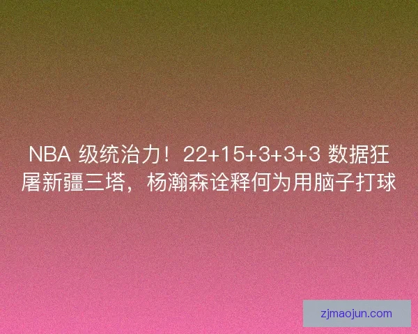 NBA 级统治力！22+15+3+3+3 数据狂屠新疆三塔，杨瀚森诠释何为用脑子打球